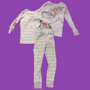 3-piece snug long-sleeved cotton pajama set - magical unicorn and stripes sz 5T